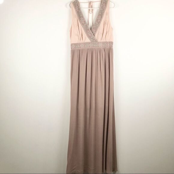 Soiéblu Taupe and Blush Embroidered Maxi Dress - Picture 1 of 14
